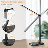 LED Desk Lamp with USB Ports, Touch Desk Lamps for Home Office with 5 Color Modes,3 Brightness Desk Light（with adapter）