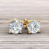 0.25 Carat - 10 Carat Round Cut Lab-Grown Diamond 4-Prong Stud Earrings
