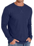 Askdeer Men's Waffle Long Sleeve T-Shirt Casual Lightweight Pullover Tees