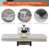 WUMSTOT Heat Press Machine 16x32: Large Format 2600W 110V Manual Clamshell Heat Transfer Press for T-Shirts