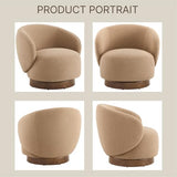 KISLOT Swivel Barrel Accent Chair, Boucle Fabric, Sand, 1-Pack