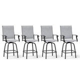 Sophia & William Outdoor Bar Stools Set of 4, Bar Height Patio Chairs, Outdoor Swivel Bar Stools High Top Patio Chairs, Supports 300 lbs (Grey Fabric)
