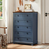 Joaxswe Farmhouse 5 Drawer Dresser for Bedroom Set of 2