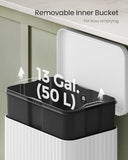 Trash Can, 13 Gallon (50 L) Garbage Can for Kitchen, with Lid, Pedal, and Removable Inner Bucket, Soft Close