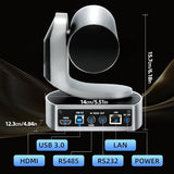 4K Conference Room Camera, PTZ Camera 20X Optical Zoom with IP/USB3.0/HDMI/RS232/RS485 for IP Live Streaming Video Conference