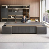 Modern L Shaped Executive Desk with Combination Lock Drawer, 71 inch Large Single Office
