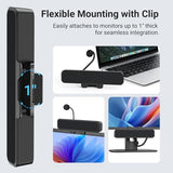 Computer Speakers with Microphone for Desktop PC, USB Monitor Speakers with Clip, Wired Laptop Sound Bar, Stereo & Bass, PC Speaker w/Mic