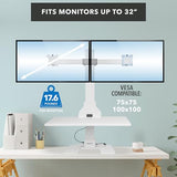 Mount-It! Electric Standing Desk Converter, Motorized Sit Stand Desk Riser with Dual Monitor Mounts, Adjustable Height Ergonomic Workstation with 28” Wide Platform and Tablet/Phone Slot, White