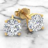 0.25 Ct Round Cut Lab-Grown Diamond 4-Prong Stud Earrings in 10K Gold