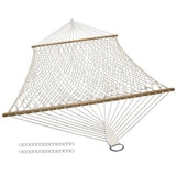 Sunnydaze Cotton Rope Hammock for Outside - 450-Pound Capacity Indoor or Outdoor Hammock with Spreader Bars - Natural