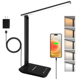 shinelife LED Desk Lamp for Office Home, Bright Desk Light with USB Charging Port, Adjustable Dimmable Desk Lamps 5 Modes, Black