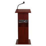 Pemberly Row 30W Sound Lectern, Power Plus Wood Podium with Microphones