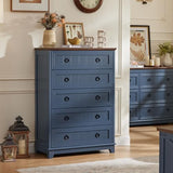 Joaxswe Farmhouse 5 Drawer Dresser for Bedroom Set of 2