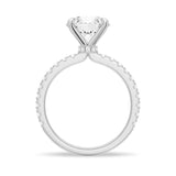 MSBLUE® 1.5ct DEW Four Prong Round Moissanite Engagement Ring | Hidden Halo, Pavé Band, D Color VVS1 Clarity, 925 Sterling Silver Rhodium Finish | For Women, Wedding, Anniversary