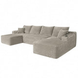 134" U-Shaped Compressed Foam Sofa, Vacuum Packed Boneless Cloud Couch