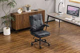VINGLI Comfy Black Leather Office Desk Chair, Ergonomic High-Back Support Computer Gaming Chair with/No Wheels, Dual-Base