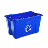 Rubbermaid Commercial Products, Recycling Bin/Box for Paper and Packaging, Stackable, 18 GAL, Blue