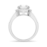 MSBLUE® 2ct Round Cut Moissanite Engagement Ring, with Halo Pavé Band,SIZE7.5