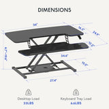 36-inch Standing Desk Converter Height Adjustable Sit to Stand Up Workstation