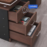 Executive Desk with 3 Drawers, with Storage Cabinet,Rustic Computer Writing Desk,File Drawer
