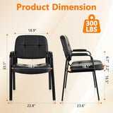 Waiting Room Guest Chair, Leather Stationary Office Reception Chairs No Wheel