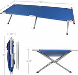 HOMSUPPLIE'S Folding Camping Cot,Outdoor Portable Camp Bed, Sleeping Cots with Carry Bag (Blue)