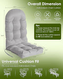 GREENVINES Adirondack-Chair-Cushions-Set-of-2 | Polyester | Waterproof | Outdoor High Back Rocking Chairs Cushion | Seat with Ties | Non-Slip | Thickened Pad for Patio | 44.5" x 18.9" x 4.5" | Gray