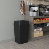 35 Gallon Black Square Commercial Trash | Garbage Can with Lid - Office, Outdoor