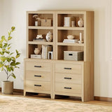 WAMPAT 74" Tall BookBookshelf, Large Farmhouse Bookcase with 3 Drawers