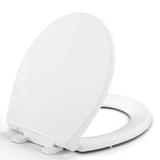 Round Toilet Seat, Standard 16.5” Slow/Soft Close Round Toilet Seat for Round Toilets, No-Slam Quiet-Close Lid, Easy-to-Install, White, Durable Never-Loosen Design