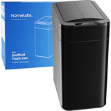 hOmeLabs - 13 Gallon Kitchen Trash Can - Retractable Automatic Sensor Butterfly Lid, Space-Saving Design - Matte Black