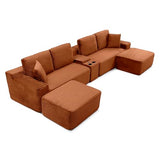 127-Inch U-Shaped Symmetrical Cloud Sectional Couch Compressed Modular Boneless Sectional Sofa with Chaise Lounges and Console