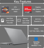 Lenovo Laptop Computer V15, AMD Ryzen 5 7520U, 16GB DDR5 RAM, 512GB SSD