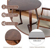 XOXUXOA 35" Round Dining Table - Solid Rubberwood Kitchen Table with V-Leg Base, Space-Saving Design for 4-6 People, Easy Assembly