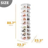 SpaceAid 9 Tier Rotating Shoe Rack Tower, Spinning Shoe Display Lazy Susan, Revolving 360 Shoe Rack Storage Round Carousel, Vertical Handbag Rotate Shoes Closet Organization (9-Tier White)
