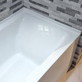 WOODBRIDGE 60" Acrylic Rectangular Alcove Soaking Bathtub in White with Left Drain, Chrome pop-up Drain Included, LB428-L