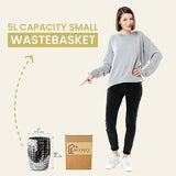 Escenzy Black and Gold Bathroom Trash Can Mosaic Glass 5L | Decorative Small Garbage Can | 7" x 10" | Luxury Waste Basket for Bathroom, Office, Bedroom & Kitchen | Shiny Decorative Bathroom Accessory