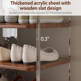 YQJJGL Shoe Rack for Entryway, Solid Wood and Acrylic Structure Shoe Stand, 5-Tier Modern Shoe Shelf, Ideal for Small, Living Room and Walk-in Closet
