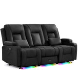 URRED Wall Hugger Power Reclining Loveseat Sofa，Black：77.3" - 3 Seats