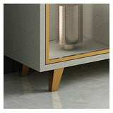 HIHELO Book Case White Bookcase Floor-to-Ceiling Glass Door Fashion Bookshelf Golden Living Room Against The Wall Bookcase Display Cabinet Office