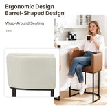 24" Counter Height Bar Stools Set of 4, Modern Barrel Counter Stools with Backrest and Arms
