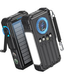 BLAVOR Solar Power Bank with Hand Crank and 4 Cables, 20000mAh Wireless Portable Charger with USB C & Camping Light, 20W Fast Charging Battery Pack for iPhone, iPad, Samsung, All Mobile Phones