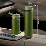 HydroQuin 24 OZ Water Bottle with Straw, Stainless Insulated Steel Waterbottle with Comfort Grip Handle,Keep Cold Water Bottles for Camping Sports Office Daily Use