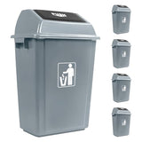 5 Packs 15.3 Gallon Heavy-Duty Plastic Outdoor Trash Can with Push Lid Weather-Resistant Garbage Bin