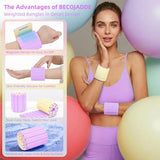 BECOJADDE Wrist Weights Ankle Weights for Women 1 Pair (2.2 lb Each) Silicone Magnetic Leg Arm Weighted Bracelet for Home Yoga Pilates, Yellow Lavender