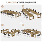 Large Conference Table for 6-8, 87-Inch Rectangular Meeting Table, Farmhouse Seminar Boardroom Desk for Office Conference Room (Natural)