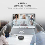 Conference Speaker and Microphone, 4 AI Mics 360° 20ft (7m) Voice Pickup, Noise Reduction, USB C & Bluetooth 5.3 (20m & 66ft) Speakerphone