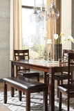 Signature Design by Ashley Bennox Dining Room Table and Chairs with Bench (Set of 6), Brown