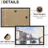 decorUhome Solid Oak Wood 11x17 Picture Frame, Display Pictures 8x12 with Mat or 11x17 without Mat, Wall Hanging Poster Frame, Black, 1 Pack