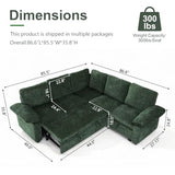 85 Inch Modular Sectional Sleeper Sofa with Pull Out Bed,L Shaped 5 Seat Sectional Couch with Storage